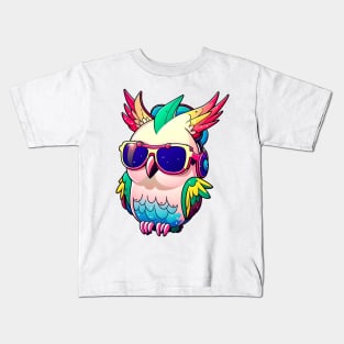 Kawaii cute happy cockatoo wearing sunglasses Kids T-Shirt